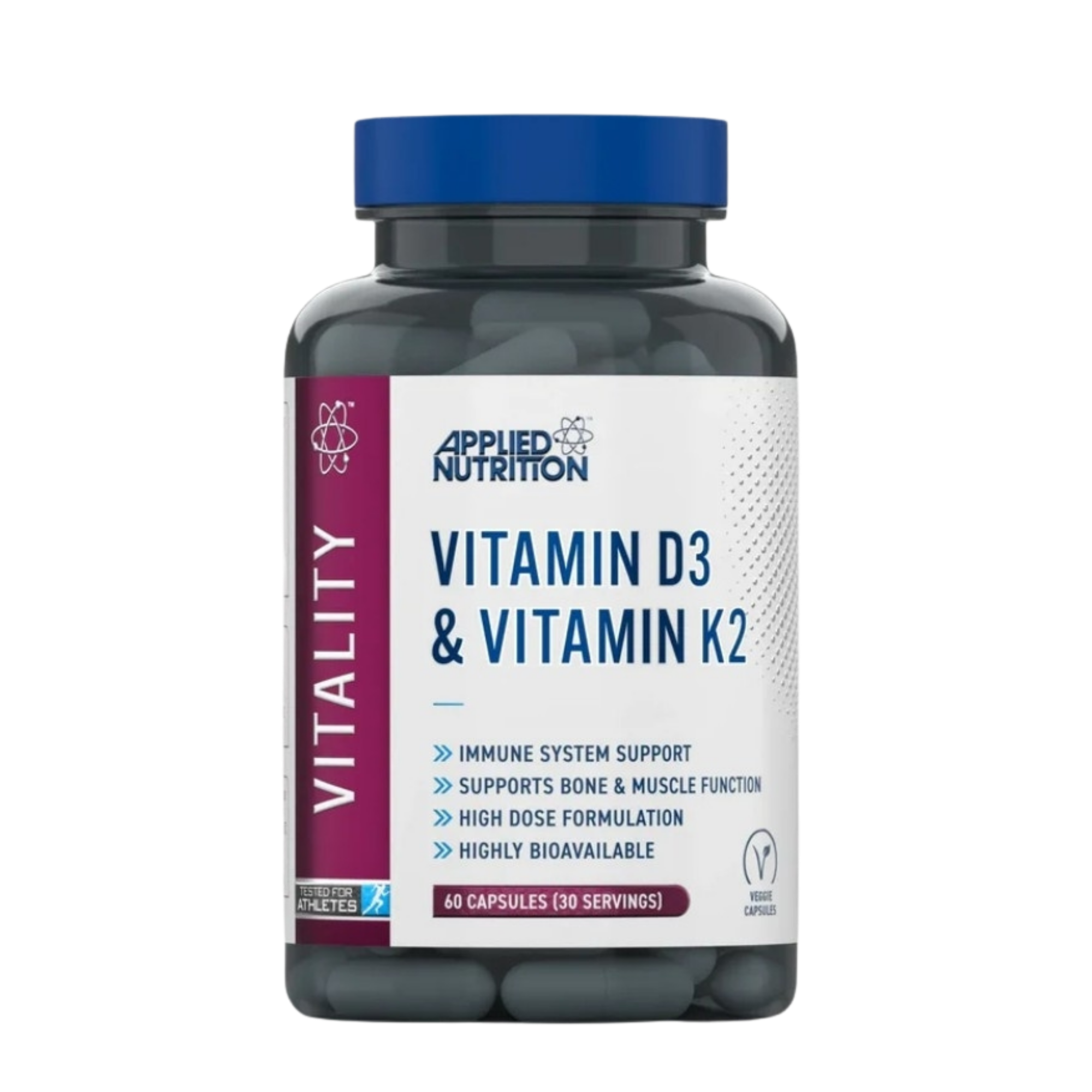 أبلايد نيوترشن (Applied Nutrition) فيتامين D3 + فيتامين K2 (Vitamin D3 & Vitamin K2) – 60 كبسولة (60 حصة)