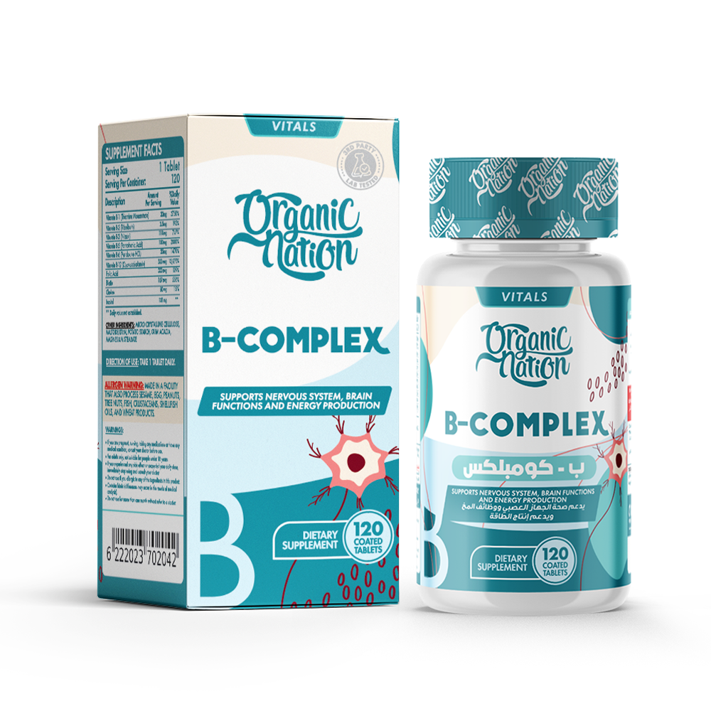 أورجانيك نيشن (Organic Nation) فيتامين ب-كومبلكس (B-Complex) – 120 قرص