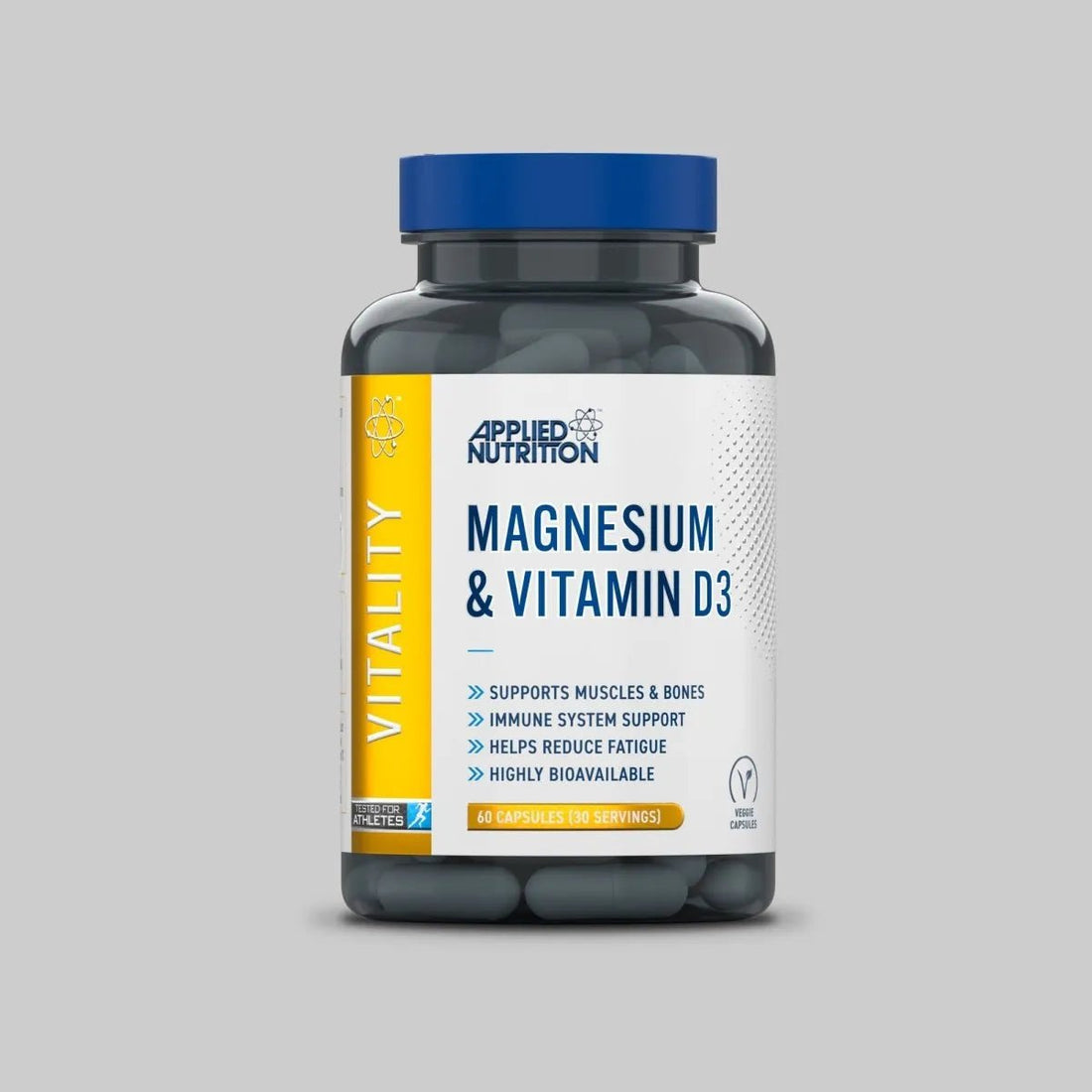 أبلايد نيوترشن (Applied Nutrition) ماغنسيوم + فيتامين D3 (Magnesium & Vitamin D3) – 60 كبسولة (30 حصة)
